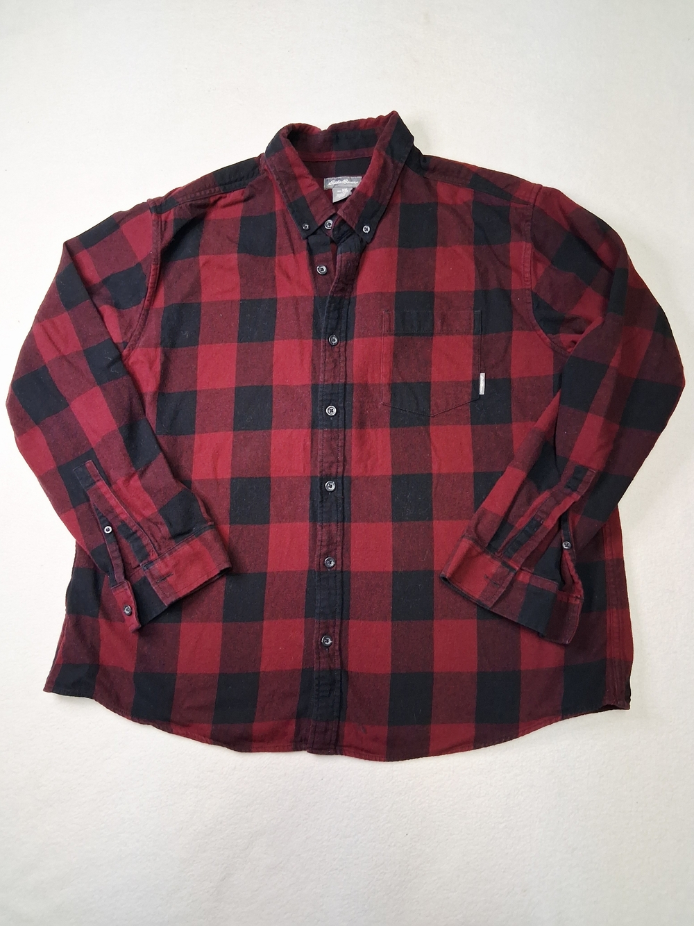 Eddie Bauer Red and Black Buffalo Plaid Button-Down Shirt
